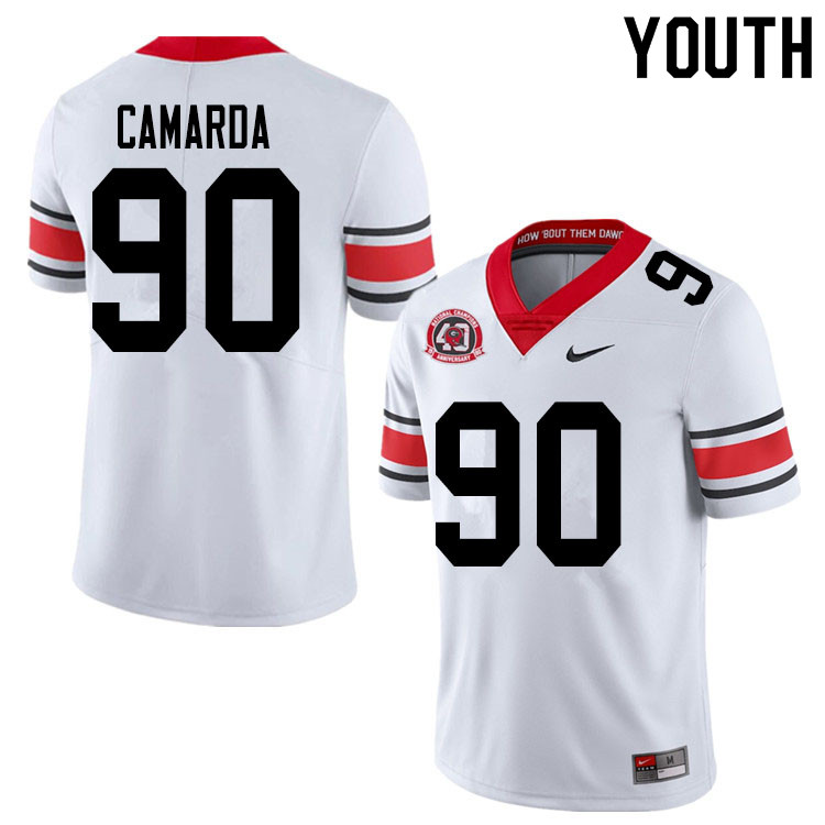 Georgia Bulldogs Youth Jake Camarda #90 White 2020 1980 National Champions 40th Anniversary Stitched College UGA Football Jersey 23CJ012PW